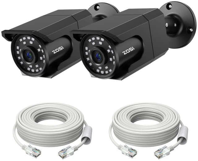 Main image of ZOSI 4K 8MP PoE Security Camera, 2 x Wired Bullet IP Camera Outdoor Indoor