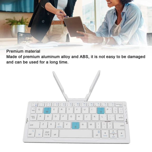 Alt view image 3 of 5 - Wisoqu Foldable Bluetooth Keyboard, Folding Cordless Portable Keyboard, Multi Devices, Pocket Size, Compact Travel Keyboard for Tablet Smartphone Laptop PC (Silver White)