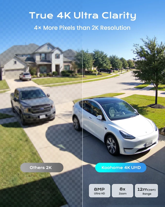 Alt view image 2 of 5 - Koohome 4K Solar Security Camera Outdoor Wireless,360 PTZ,No Subscription