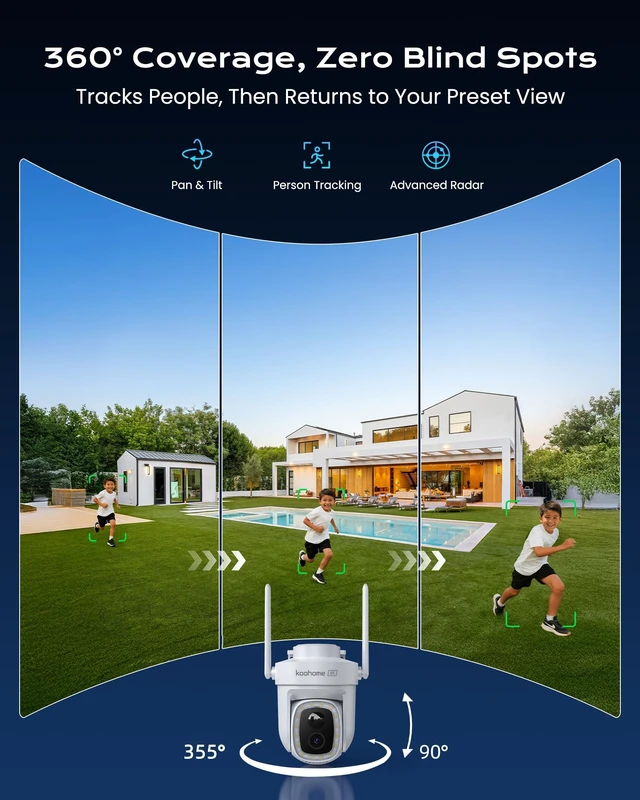 Alt view image 3 of 5 - Koohome 4K Solar Security Camera Outdoor Wireless,360 PTZ,No Subscription