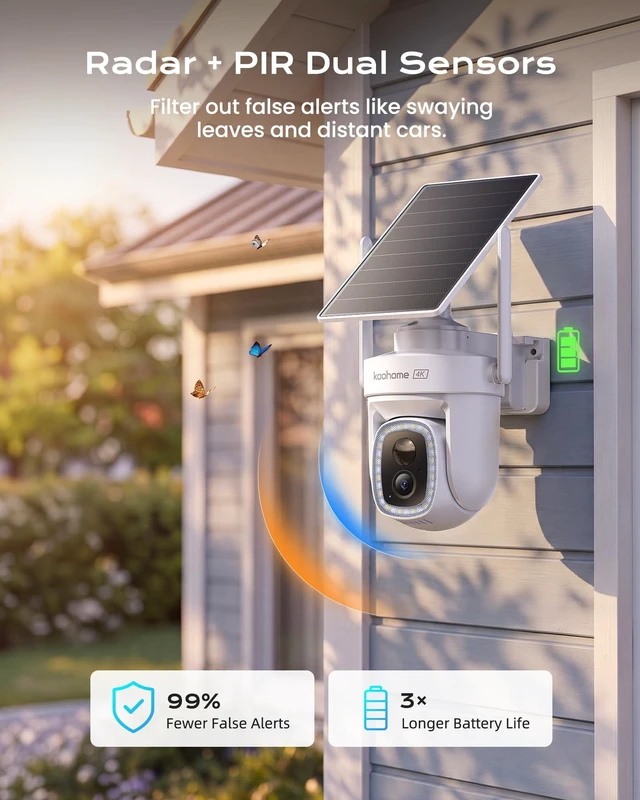 Alt view image 5 of 5 - Koohome 4K Solar Security Camera Outdoor Wireless,360 PTZ,No Subscription