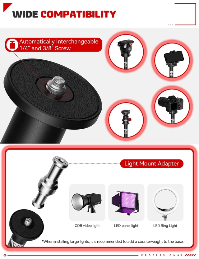 Alt view image 5 of 5 - IFOOTAGE Cobra 2 RB-A200-S Adjustable Round Base Tabletop Monopod