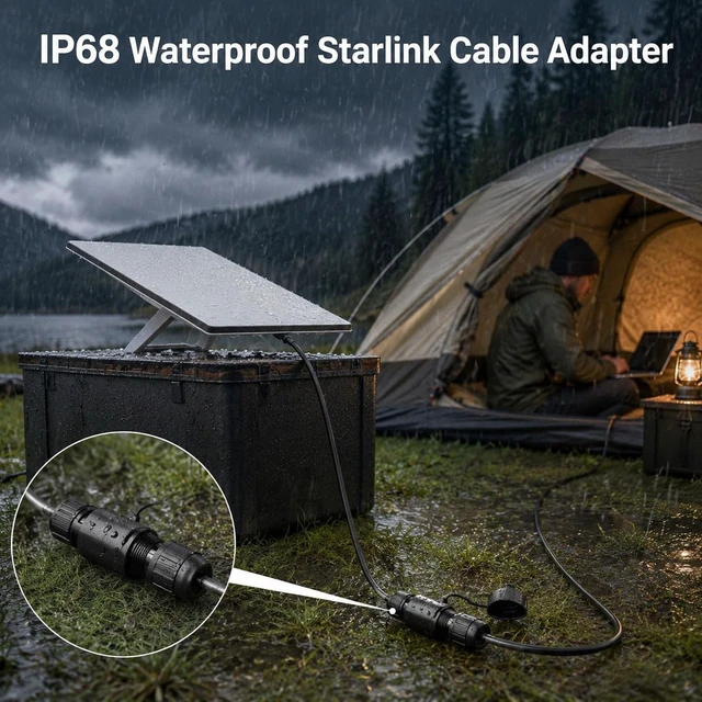 Alt view image 3 of 5 - Sufywupe 2 Pack Starlink Ethernet Adapter for Gen 3 & Mini, IP68 Waterproof RJ45 Ethernet Cable Coupler, Starlink Mini Ethernet Extension Adapter for Outdoor RV, Home, Camping Setup(1.5ft)