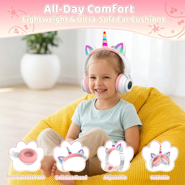 Alt view image 3 of 5 - Kids/Toddler Bluetooth Headphones for Ages 2+, 75/85/94dB Safe Volume