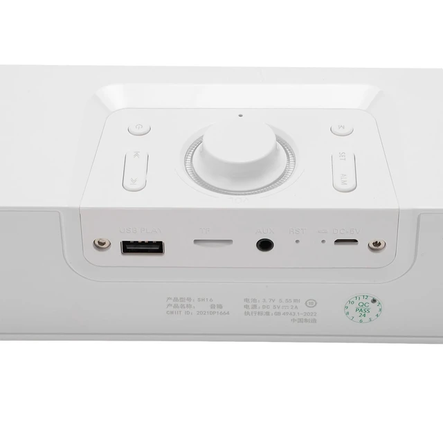 Alt view image 4 of 5 - Zunate Bluetooth Speakers Desktop PC Soundbar, HiFi Stereo USB Wired AUX in Gaming Speaker - Built in Subwoofer, Alarm Clock, FM Radio for Laptop PC (White), Zunatea3gw02dut1-12