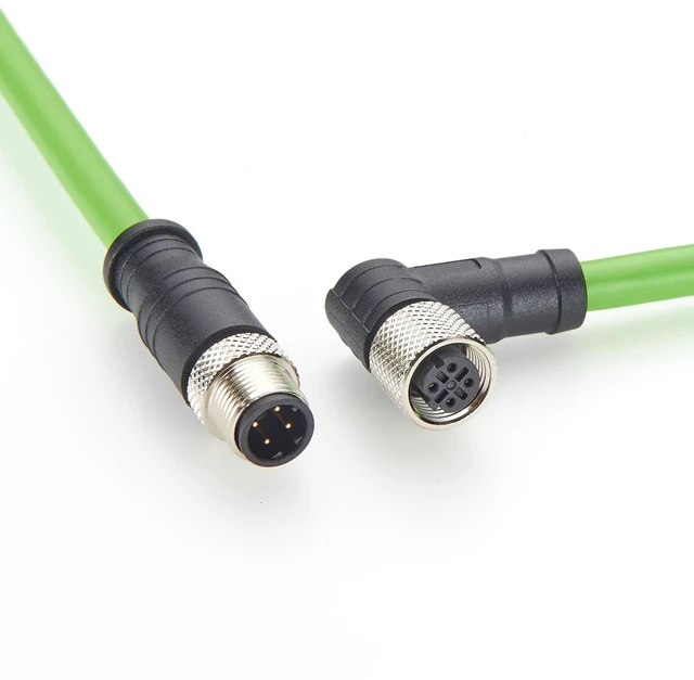 Main image of Right Angle M12 D-Code 4 Pin Male to Female Extension Cable CAT5e SFTP Shielded IP67 Drag Chain Industrial Ethernet Cable for PROFINET, EtherCAT, PLC, Robotics, Machine Vision, Automation (2M/6.6FT)