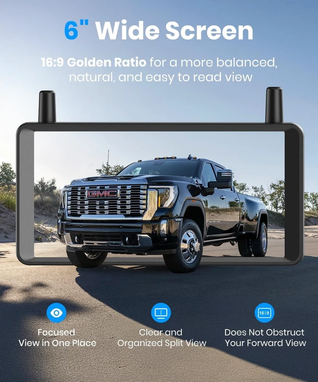Alt view image 2 of 5 - AUTO-VOX 2 Solar Wireless Backup Camera,16:9 1080P HD 6" Monitor