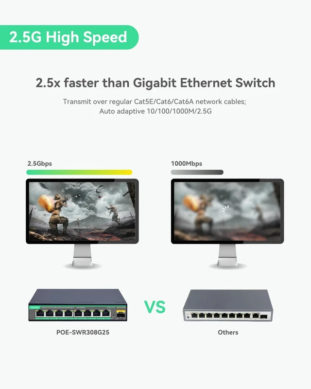 Alt view image 3 of 5 - LINOVISION 2.5G 8 Ports Remote Cloud Managed PoE Switch