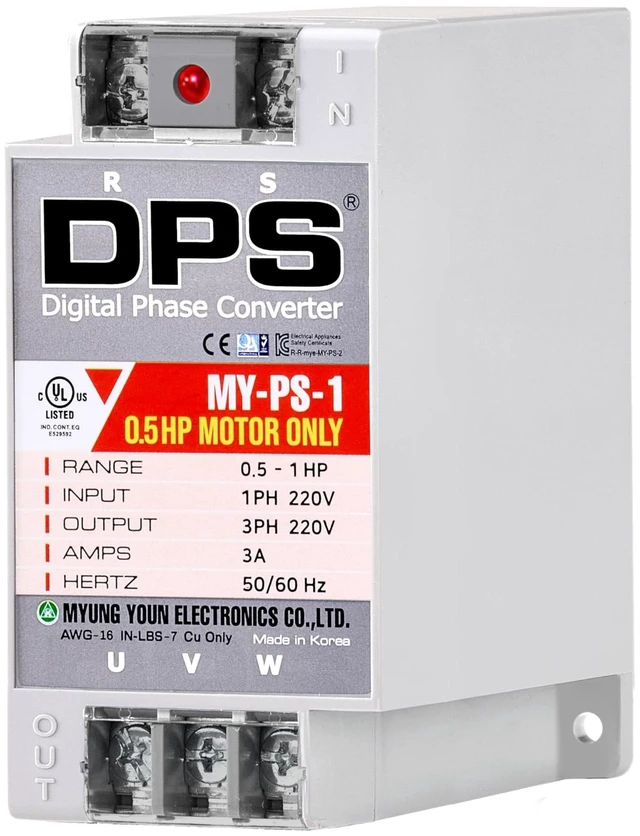 Main image of DPS Digital Phase Converter 1HP My-PS-1, Single to 3 Phase, 3A 200-240V