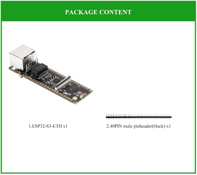 Alt view image 2 of 5 - ESP32-S3 Ethernet Development Board, 10/100Mbps RJ45 Ethernet Port, Support W-i-Fi & BLE, Ethernet Communication, 240MHz Dual Core Processor, Onboard Type-C Port and TF Card Slot, Only Board