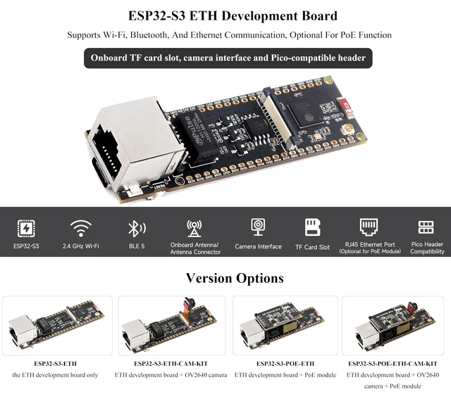 Alt view image 3 of 5 - ESP32-S3 Ethernet Development Board, 10/100Mbps RJ45 Ethernet Port, Support W-i-Fi & BLE, Ethernet Communication, 240MHz Dual Core Processor, Onboard Type-C Port and TF Card Slot, Only Board