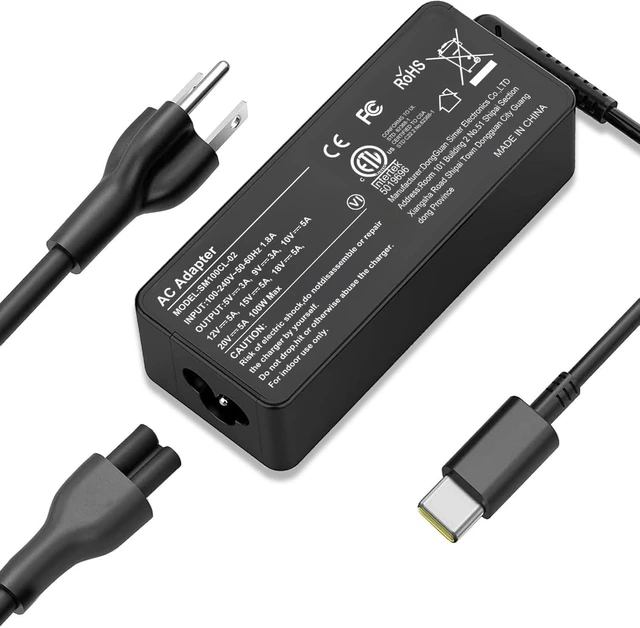 Main image of USB C Laptop Charger, 100W AC Laptop Power Adapter Replacement for Lenovo, ThinkPad, HP, Asus, Acer, MacBook, MSI, Dell,Toshiba,Universal Chromebooks Type C Power Cord
