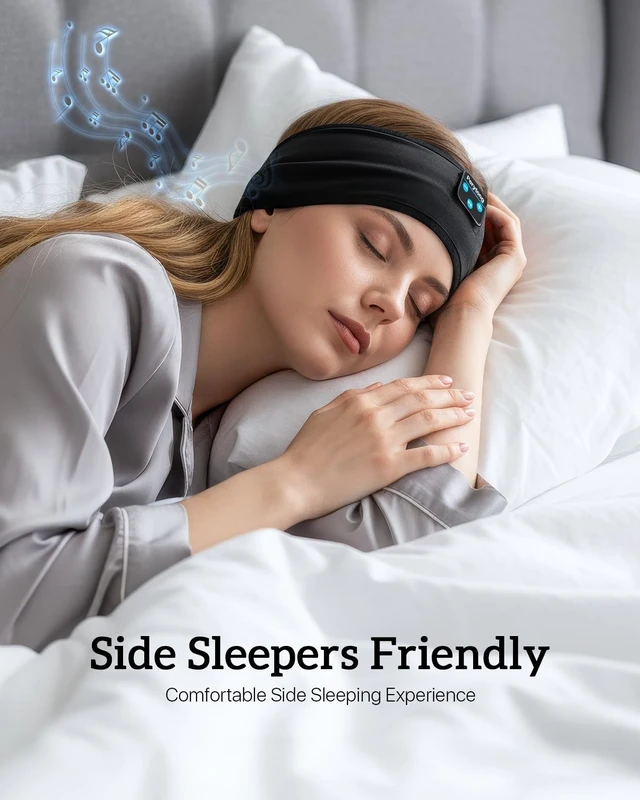 Alt view image 2 of 5 - Perytong Sleeping Headphones Headband with Ultra - Thin HD Stereo Speakers, 14H Playtime Bluetooth for Side Sleepers, Insomnia, Workouts, Yoga, Air Travel & Meditation - No More Poking Earbuds