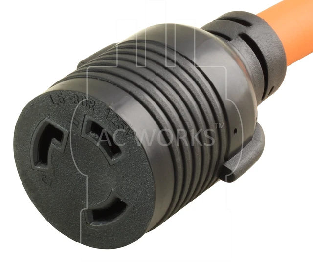 Alt view image 4 of 4 - AC WORKS Shore Power Adapters (15Amp Household to 30A Locking-Flexible)