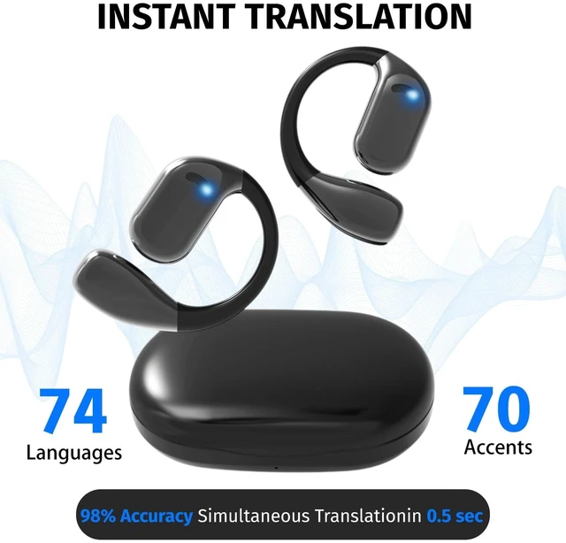 Alt view image 2 of 4 - Uear 2025 AI Language Translator Earbuds Real Time, OWS Headphone (White)