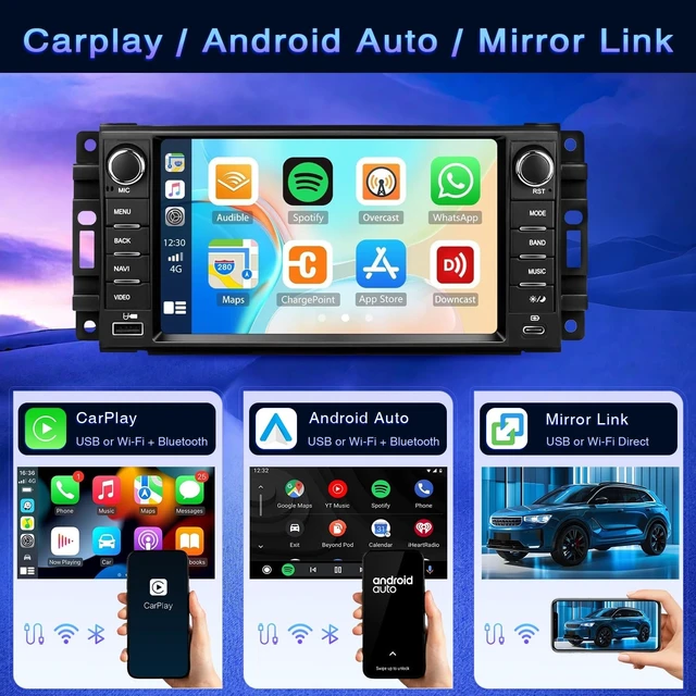 Alt view image 2 of 5 - 4+64G Car Radio for Jeep Grand Cherokee 2005 2006 2007 2008 2009 2010 2011