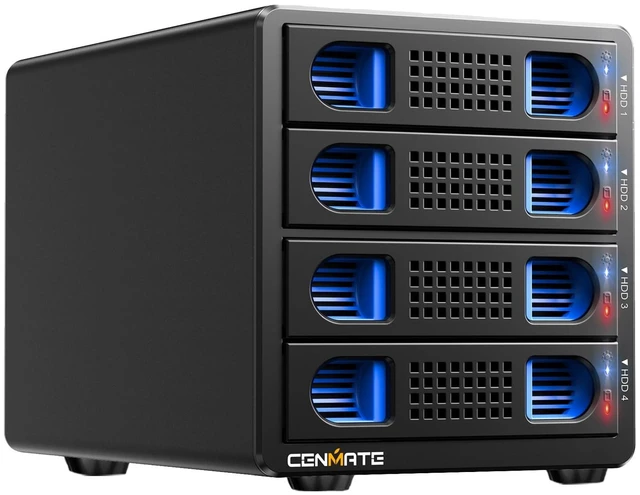 Main image of CENMATE Aluminum 2*2 Bay Hard Drive RAID Enclosure with Cooling Fan for 2.5/3.5" SATA HDD/SSD with USB A/C 3.0, Tool-Free HDD Enclosure, 4 Modes