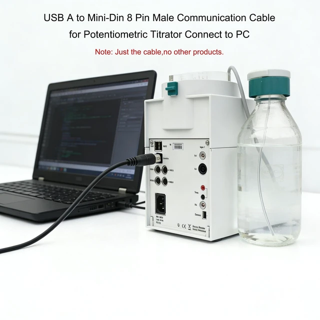 Alt view image 4 of 5 - Bainoontech Compatible with Metrohm Titrando USB to MD8 Cable, USB A to Mini-Din 8 Pin Male Communication Cord for Potentiometric Titrator Connect to PC - 1.8M / 6FT