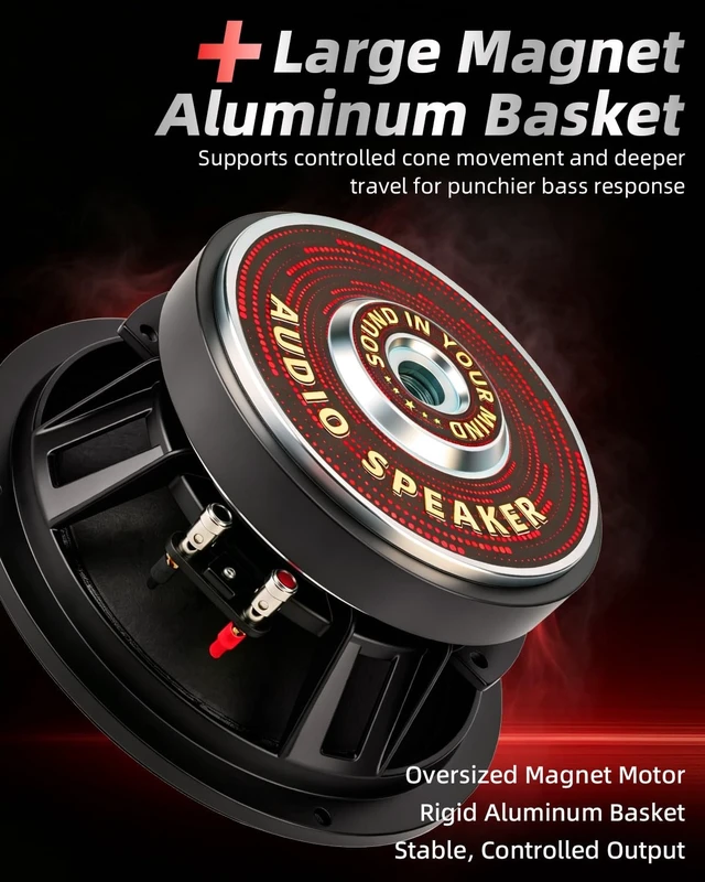 Alt view image 4 of 5 - TANVSO 8 Inch Speaker, 1500W Peak 4 Ohm 8 Inch Midbass Subwoofer, 8 Inch Midrange Speaker with Large Magnet, Aluminum Basket, Multi-Roll Rubber Surround for Car Audio, Single