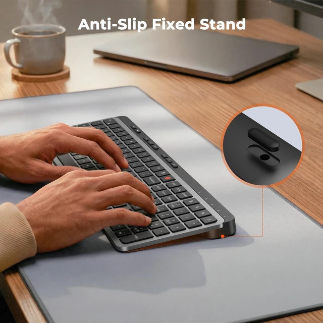 Alt view image 5 of 5 - MEETION K9990 Bluetooth Wireless Keyboard, Slim Quiet Rechargeable, Black