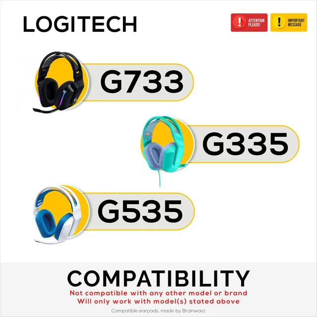 Alt view image 2 of 5 - Hybrid Earpads for Logitech G733, G335 & G535 Headsets, Cooling Gel, Super Soft Fabric & Thicker Memory Foam, Additional Comfort By Brainwavz