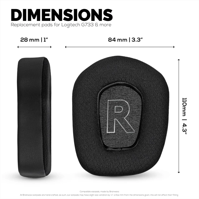 Alt view image 4 of 5 - Hybrid Earpads for Logitech G733, G335 & G535 Headsets, Cooling Gel, Super Soft Fabric & Thicker Memory Foam, Additional Comfort By Brainwavz