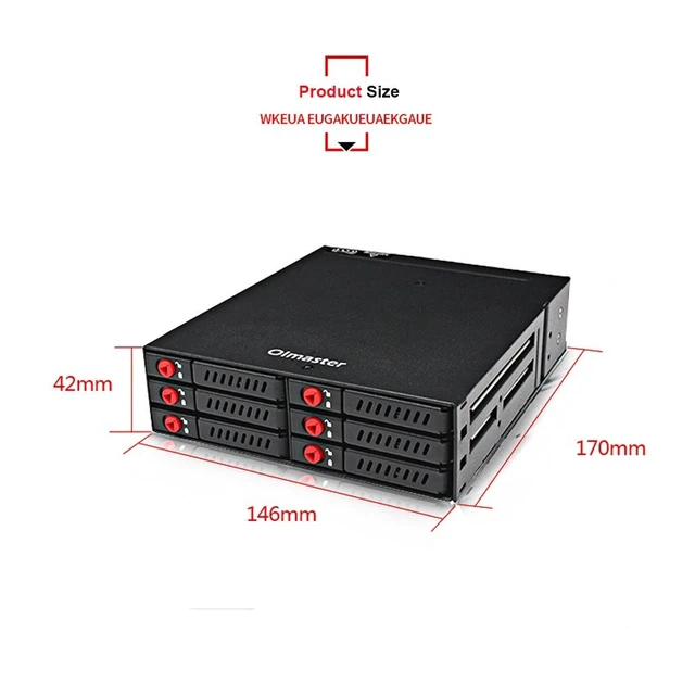 Alt view image 3 of 5 - 6 Bays Mobile Backplane, 2.5 Inch HDD SSD Hard Drive Hot Swap Rack, with Cooling Fan Key Lock 6Gbps Transmission for PC 5.25 Drive Bay Data Storage Enthusiasts