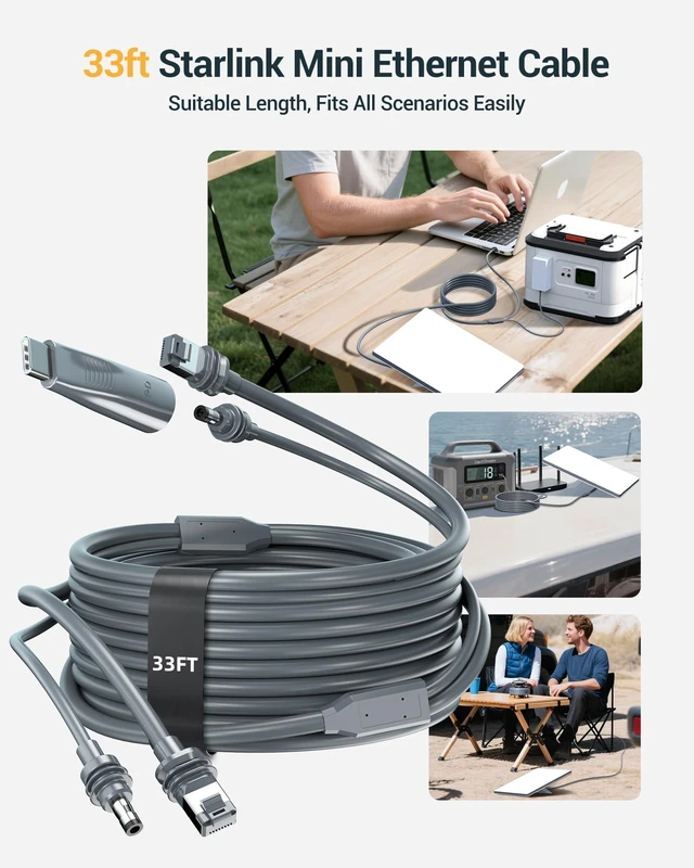 Alt view image 5 of 5 - 2 in 1 for Starlink Mini Ethernet Cable,33 FT Star Link Mini Power Cord