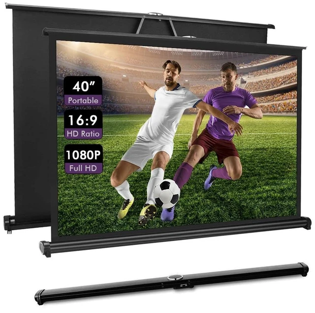 Main image of 40" Inch Portable Projection Screen16:9 Small Retractable Floor Standing Mobile Tabletop Screen with Stand Lightweight Carry & Durable for Schools Meeting Indoor Outdoor