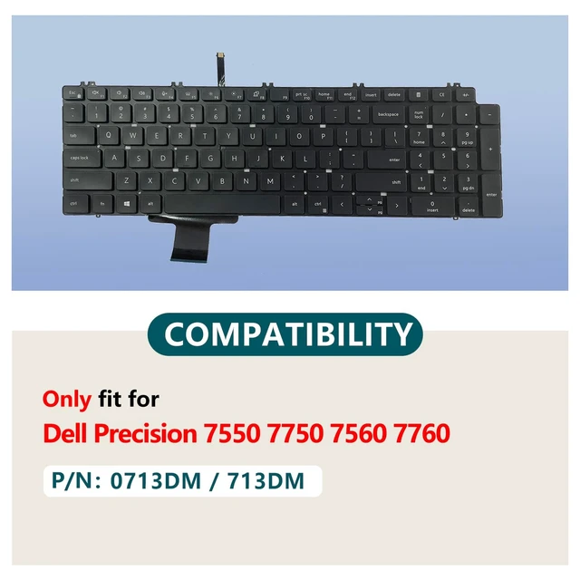 Alt view image 2 of 5 - JADTRXU Replacement Keyboard for Dell Precision 7750 7550 7760 7560 Series Laptop with Backlit US Layout 0713DM 713DM PK132V72B00