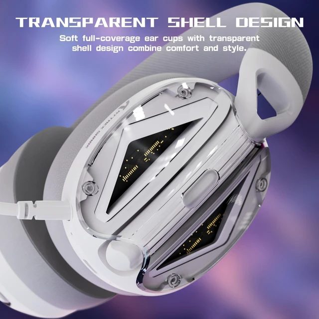 Alt view image 5 of 5 - ATTACK SHARK L60 Wireless Over-Ear Gaming Headset,40mm Drivers,Detachable Noise Cancelling Mic,Memory Foam Ear Pads,3 Modes USB Computer Headset with 5.1 Surround Sound for PC/Mac/PS4/PS5-White