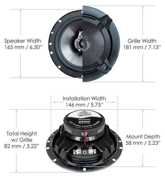 Alt view image 3 of 4 - 350 Watt 6.5 Inch Car Audio Full Range Coaxial 3 Way Speaker (One Pair)