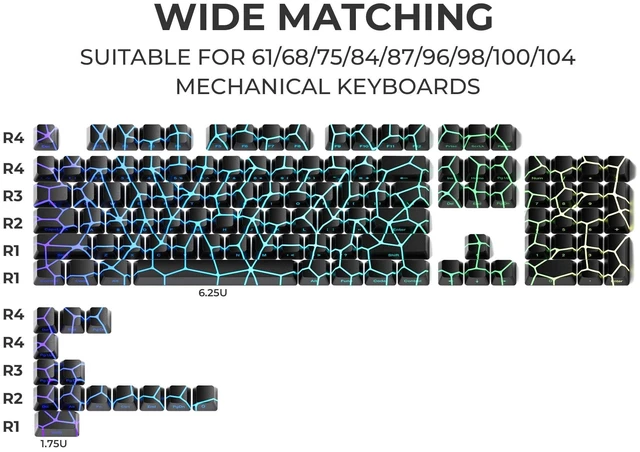 Alt view image 2 of 5 - XVX Black Butterfly Topology Shine Through Keycaps for Mechanical Keyboard