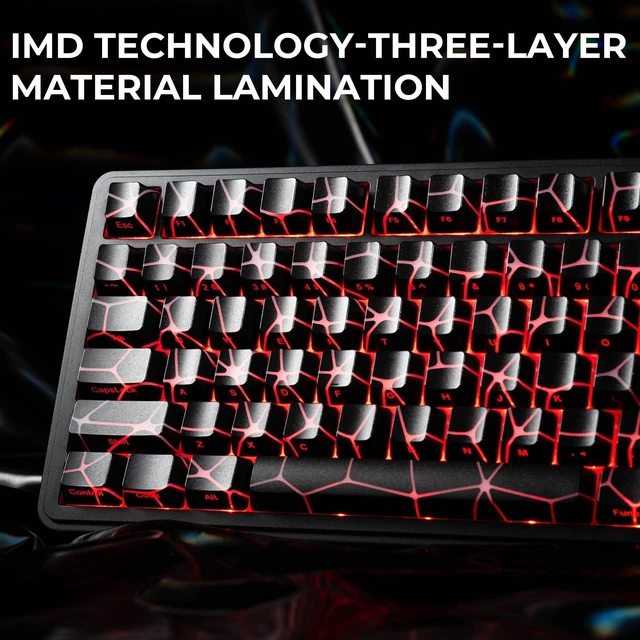 Alt view image 4 of 5 - XVX Black Butterfly Topology Shine Through Keycaps for Mechanical Keyboard