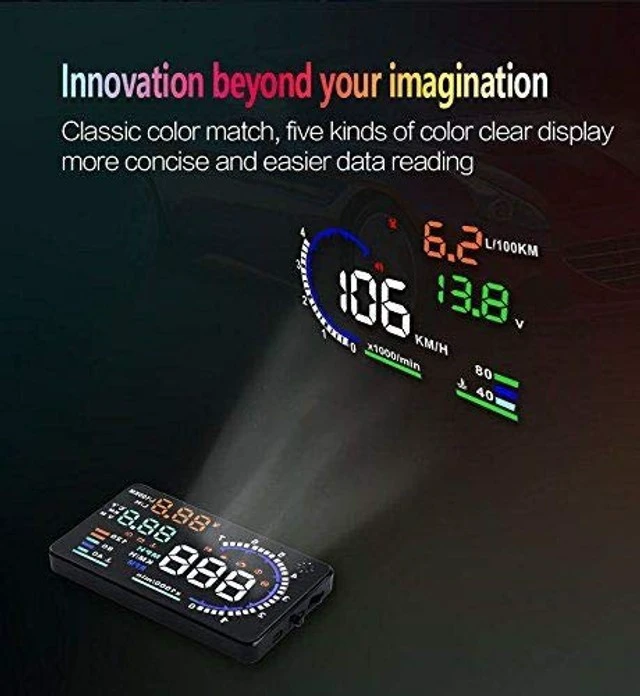 Alt view image 2 of 5 - Arestech 5.5 inches A8 OBD2 Windshield HUD Head Up Display with Display RPM MPH Speeding Warning Fuel Consumption Temperature (FBA)