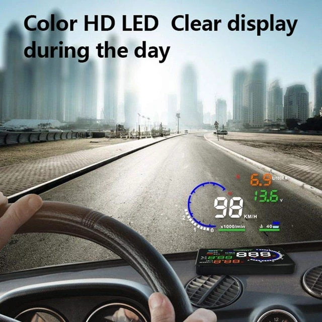 Alt view image 4 of 5 - Arestech 5.5 inches A8 OBD2 Windshield HUD Head Up Display with Display RPM MPH Speeding Warning Fuel Consumption Temperature (FBA)