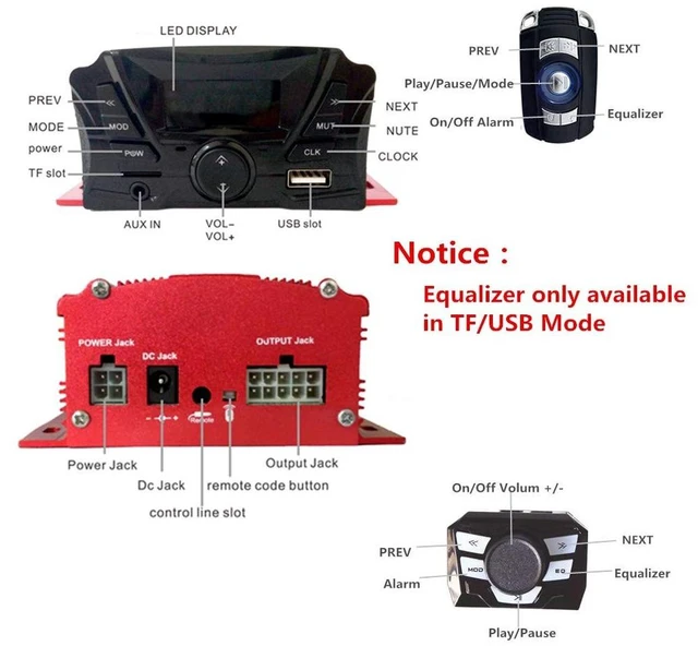 Alt view image 2 of 5 - XYC 12V Motorcycle Waterproof FM USB 4 Channel 3 Inch UTV ATV Bluetooth Amplifier Sound System Audio Stereo Hand-Free Speakers Audio