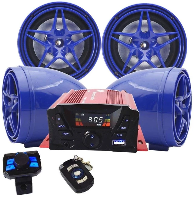 Main image of XYC 12V Motorcycle Waterproof FM USB 4 Channel 3 Inch UTV ATV Bluetooth Amplifier Sound System Audio Stereo Hand-Free Speakers Audio