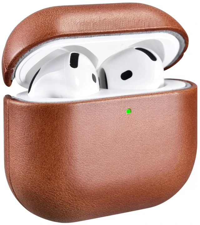 Main image of ICARER AirPods 5 Leather Case, AirPod 4 Leather Vintage Cover (Brown)