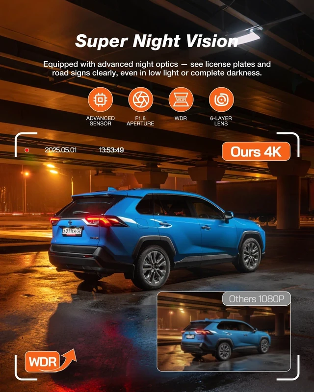 Alt view image 5 of 5 - iZEEKER 4K Dash Cam Front and Rear, 4K+1080P Wireless Dash Camera for Cars