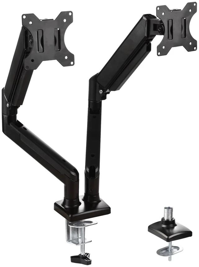 Main image of Dual Balanced Monitor Arms ^^ Effortless Adjustment ^^ Internal Spring Mechanism ^^ Outstanding Flexibility ^^ 180 Degree Rotation ^^ Two Monitors ^^ Fit Screen Size 17" - 32" ^^ Computer Display Arm