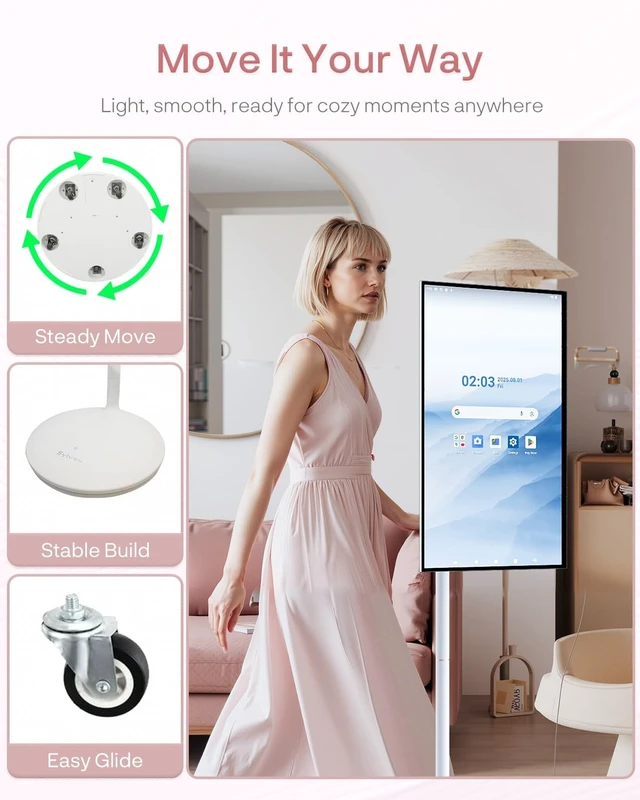 Alt view image 5 of 5 - SYLVOX 27" Portable Tablet on Wheels, Smart Touchscreen Monitor Android 14
