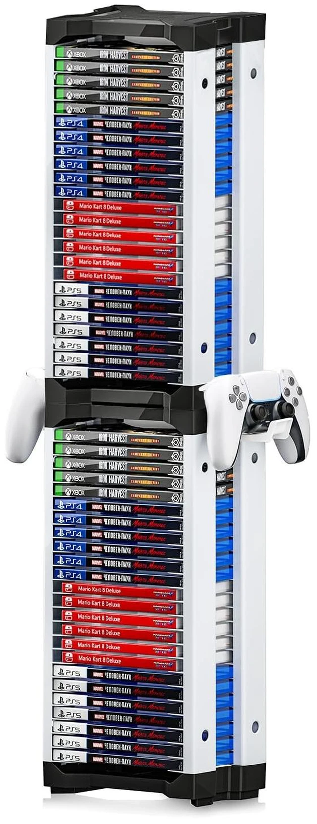 Main image of Nargos Video Game Storage Tower, Universal Organizer for PS5/PS4/PS3/PS2, Xbox One/360/Series X/S, Wii, Switch/Switch 2, DVD and Blu-Ray Cases (46 Pcs)