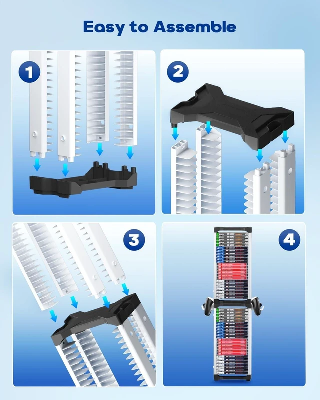 Alt view image 4 of 5 - Nargos Video Game Storage Tower, Universal Organizer for PS5/PS4/PS3/PS2, Xbox One/360/Series X/S, Wii, Switch/Switch 2, DVD and Blu-Ray Cases (46 Pcs)
