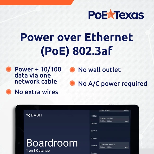 Alt view image 4 of 5 - PoE Texas 8-Inch Touchscreen PoE Meeting Room Scheduler Tablet
