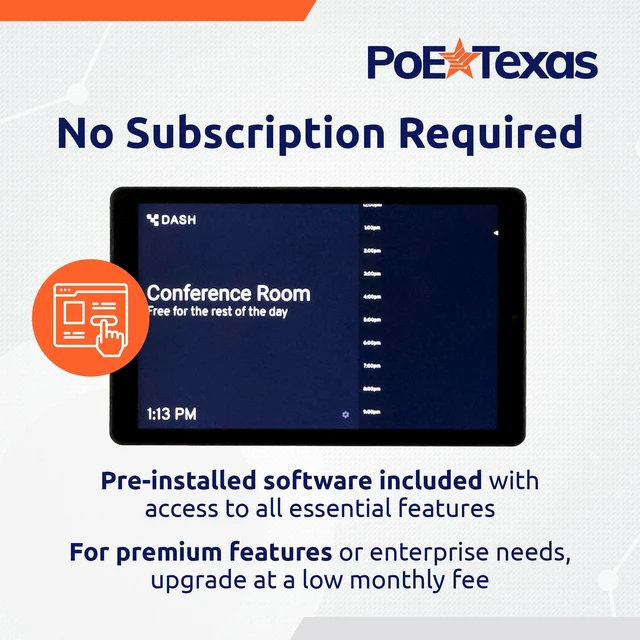 Alt view image 3 of 5 - PoE Texas 8-Inch Touchscreen PoE Meeting Room Scheduler Tablet