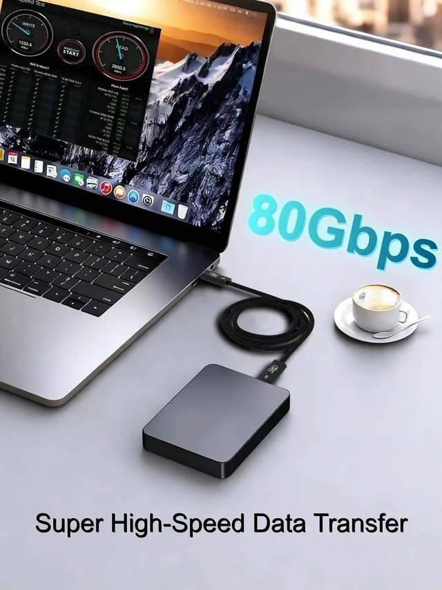 Alt view image 3 of 5 - AIRSKY USB4 V2 Cable for Thunderbolt 5, USB C to USB C Cable 6FT