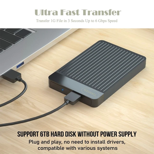 Alt view image 4 of 5 - Tianken 250GB Ultra Slim Portable External Hard Drive 2.5'' USB 3.0 HDD Storage for Mac, PC, Laptop, PS4, Xbox one