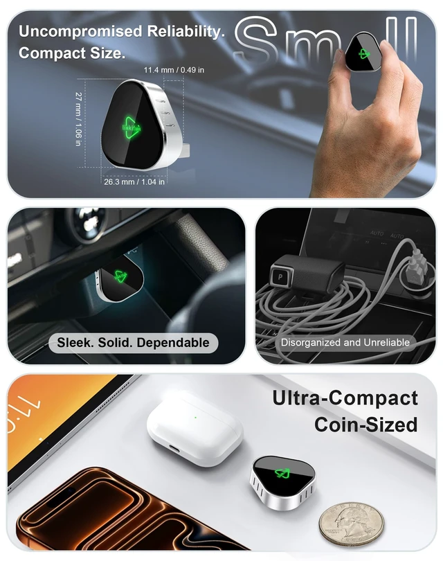 Alt view image 3 of 5 - Mini Wireless Carplay Adapter, Compatible with Apple iPhone iOS 10+ Android 11+, Plug & Play, Compact Design for iPhone & Android with USB-A/Type-C Port