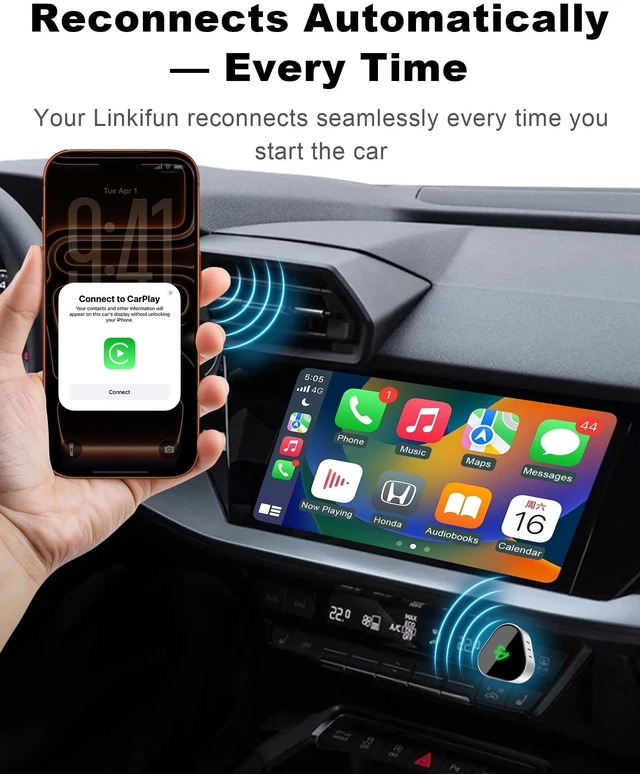 Alt view image 4 of 5 - Mini Wireless Carplay Adapter, Compatible with Apple iPhone iOS 10+ Android 11+, Plug & Play, Compact Design for iPhone & Android with USB-A/Type-C Port